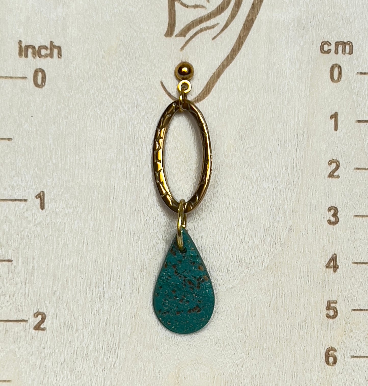 Teal Gold Teardrop Dangling Earrings