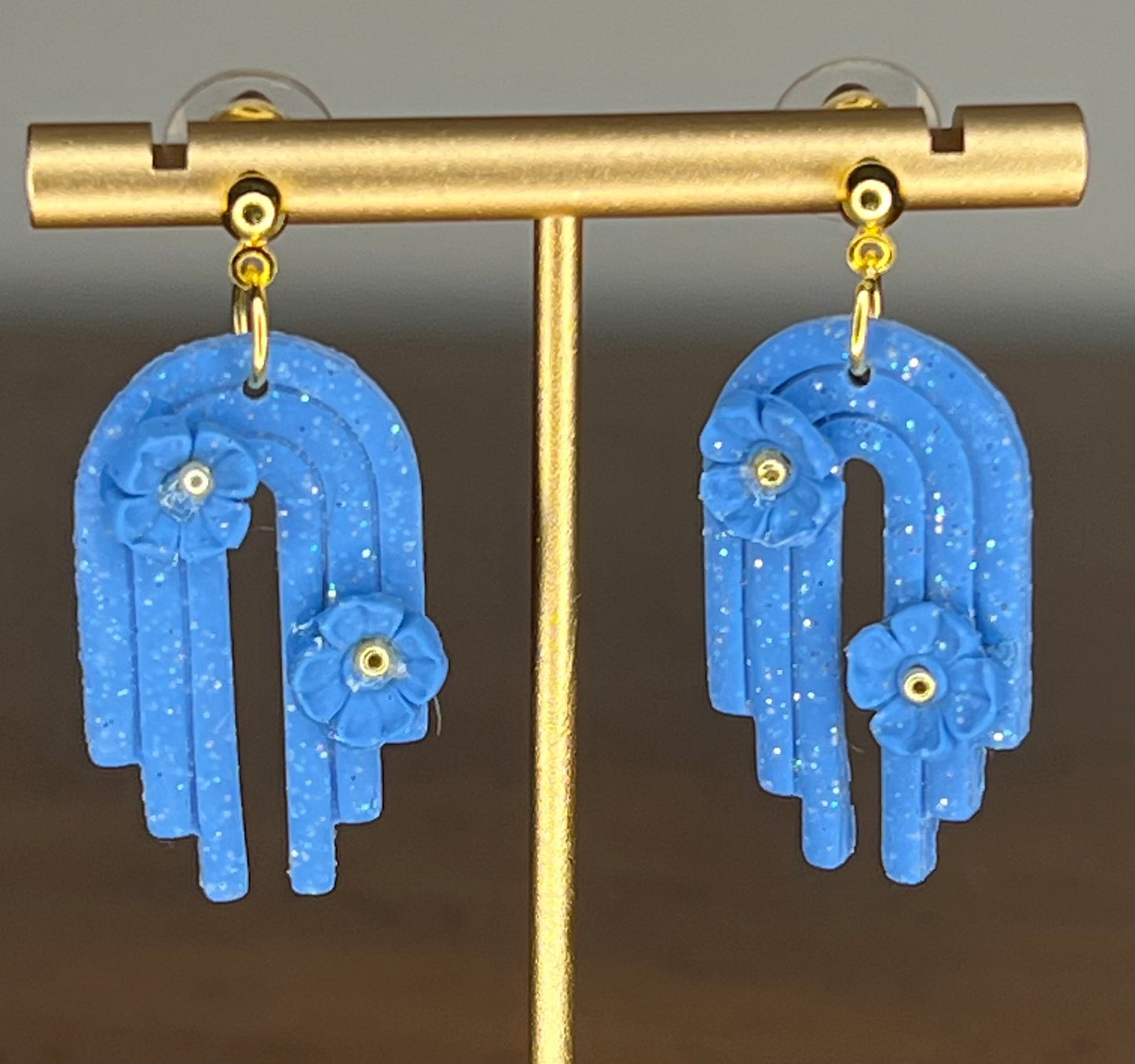Bold Blue Polymer Clay Earrings, Hypoallergenic Posts