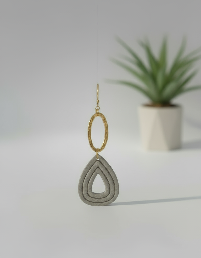 Taupe Gold Dangle Earrings 18k Gold Plated Charm Hypoallergenic Post