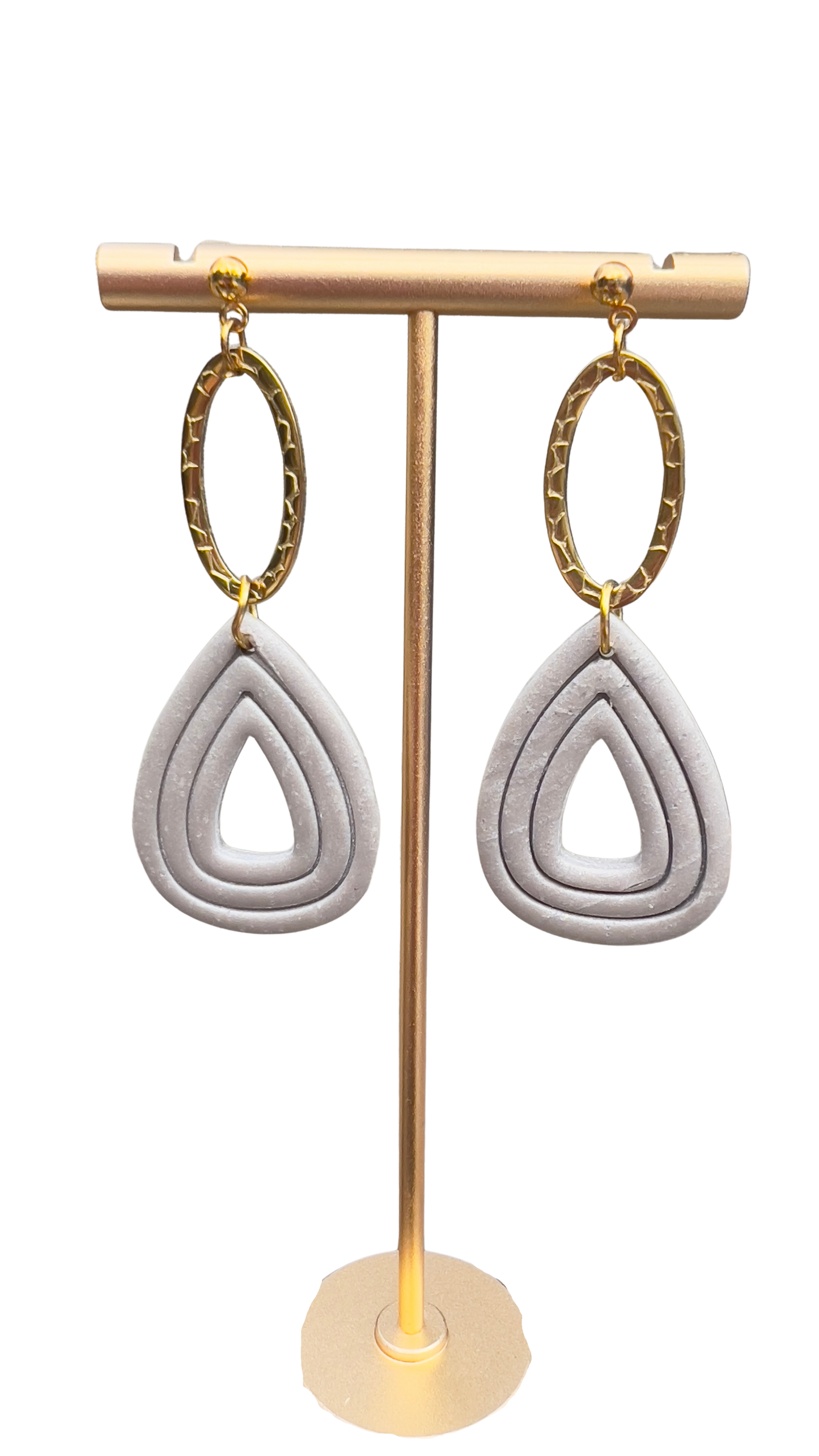 Taupe Gold Dangle Earrings 18k Gold Plated Charm Hypoallergenic Post