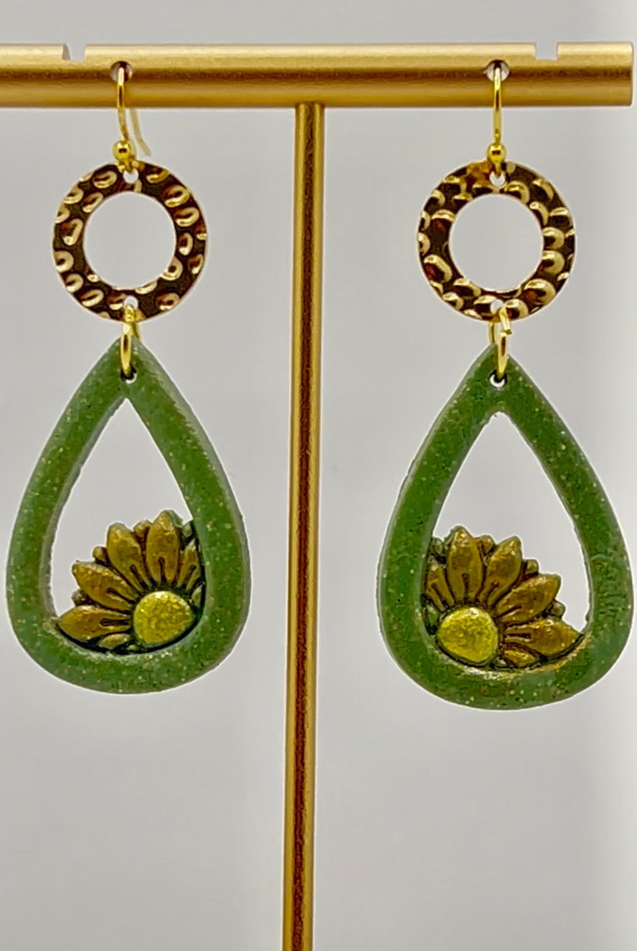 Daisy Teardrop, 14k Gold Plated Charm, Hypoallergenic Hooks