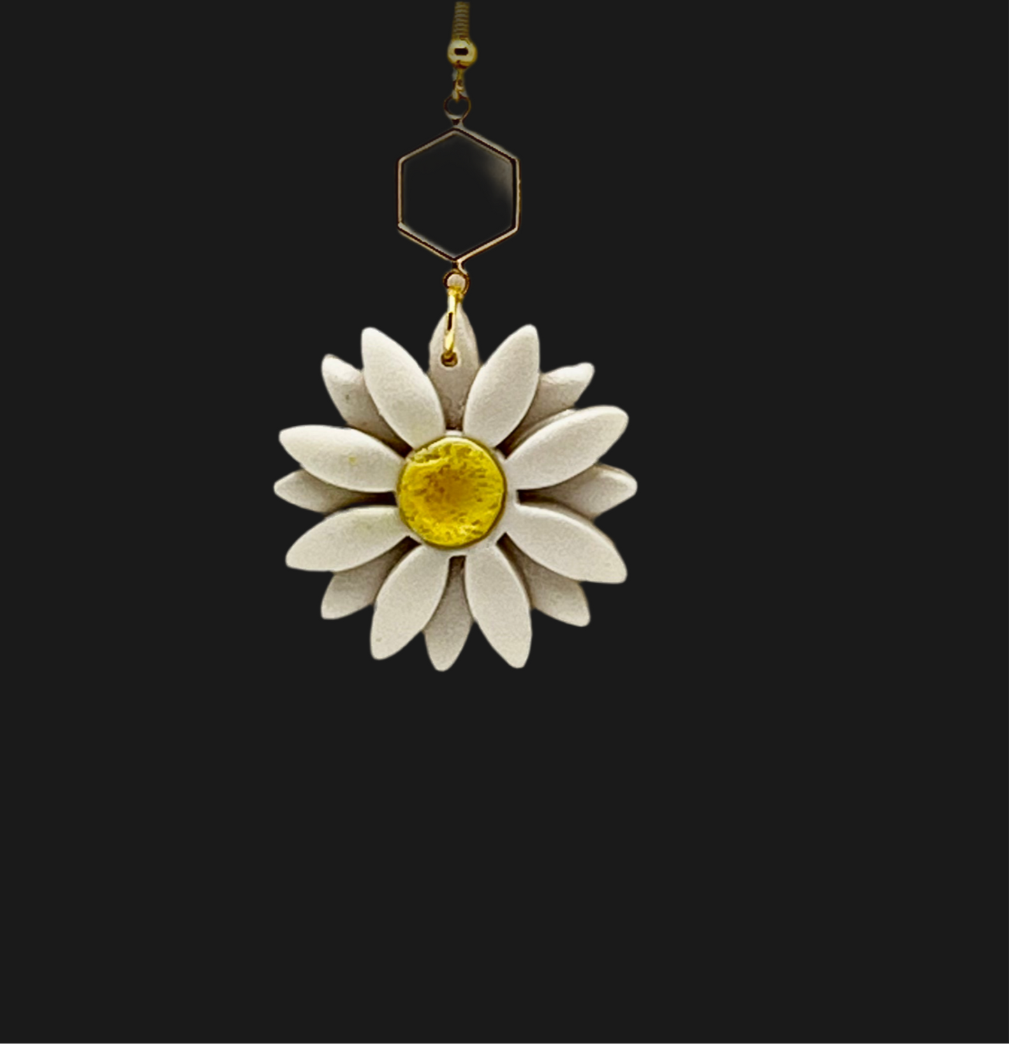 White Daisy Dangle Earrings