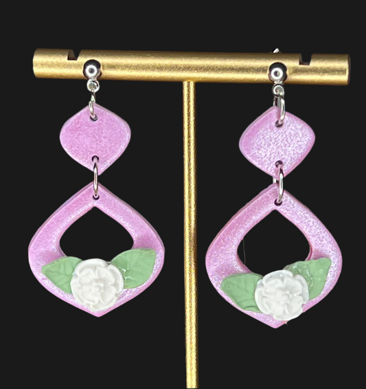 Pink Polymer Clay Dangle Earrings, Hypoallergenic Post