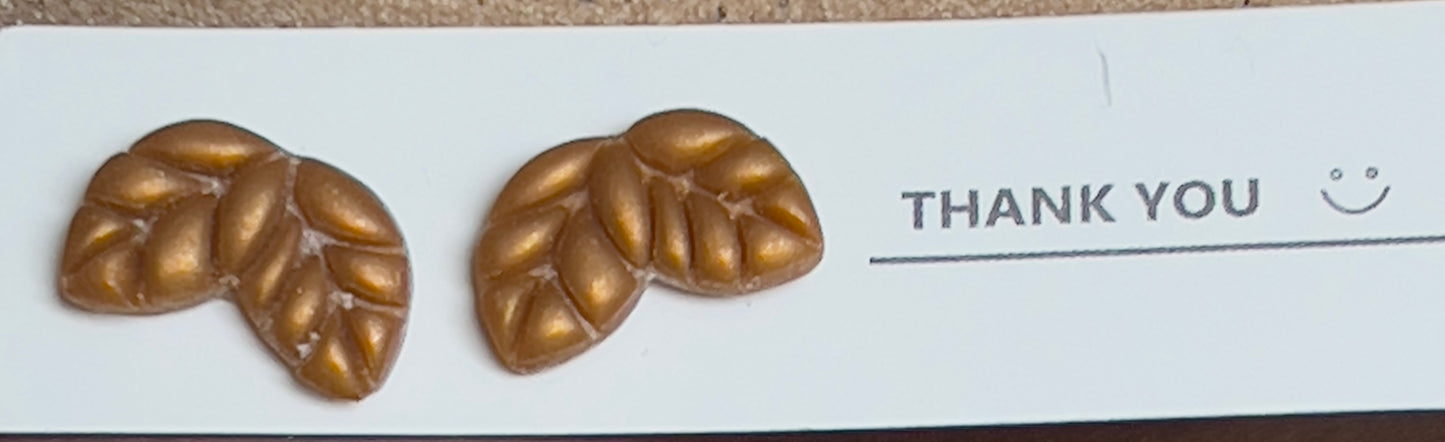 Fall brown leaves stud earrings