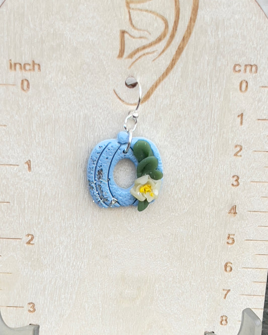 Blue Pumpkin with a light yellow lower and green leaves