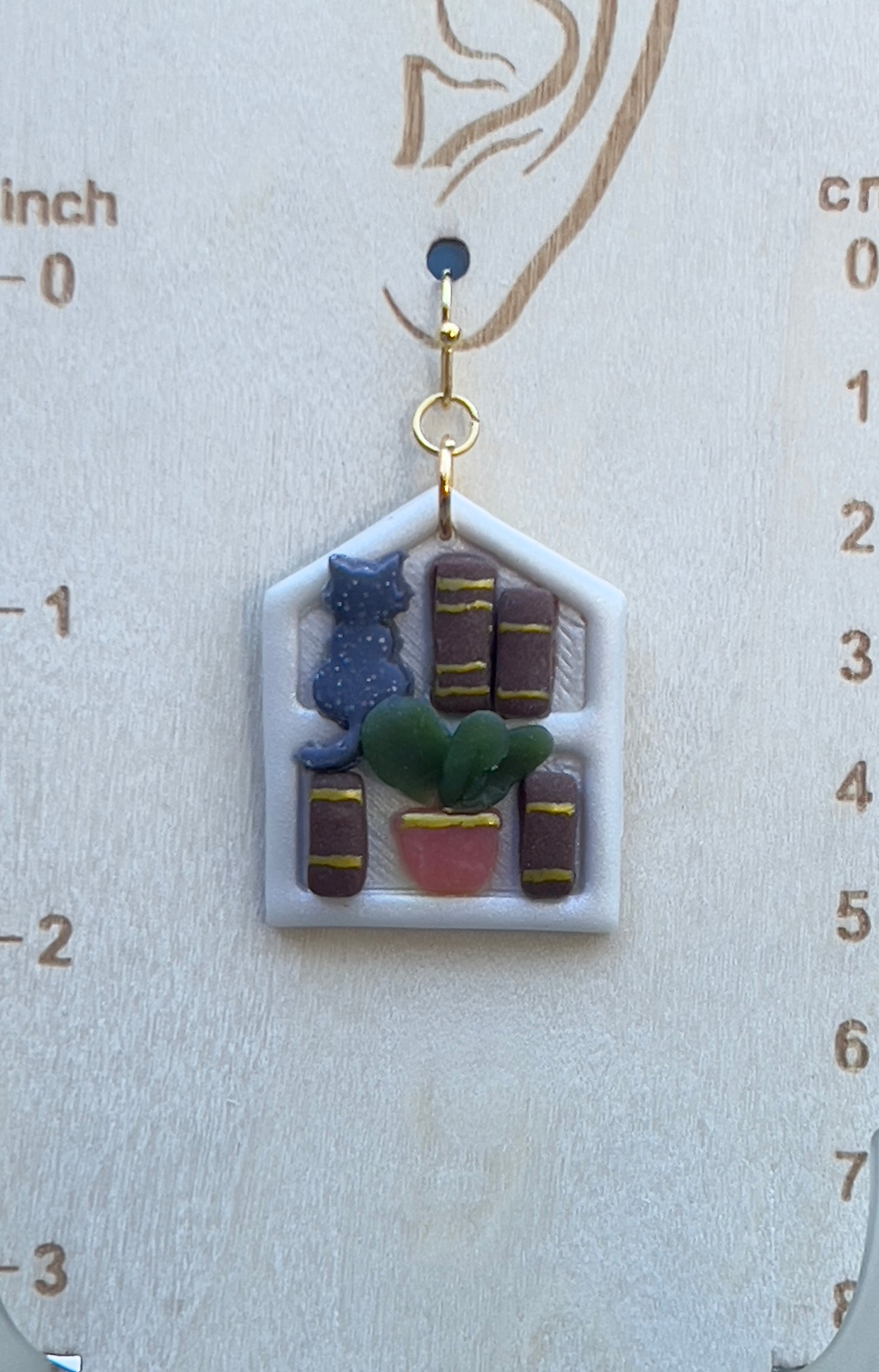White Fall Theme Bookshelf earrings (small)