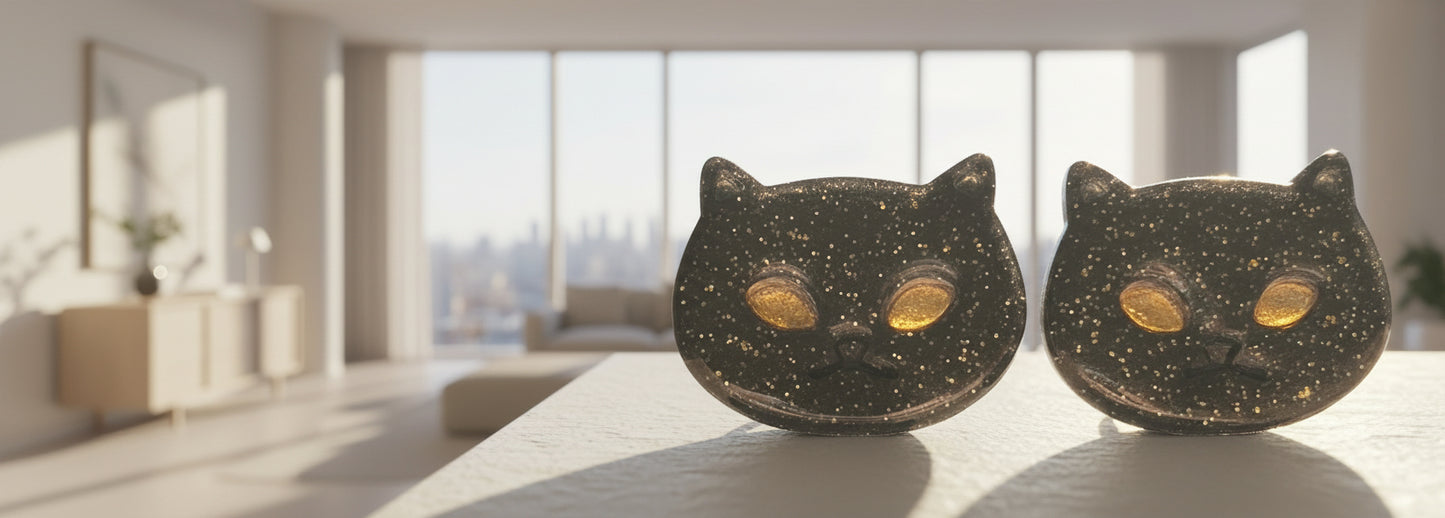 Black cat stud earrings