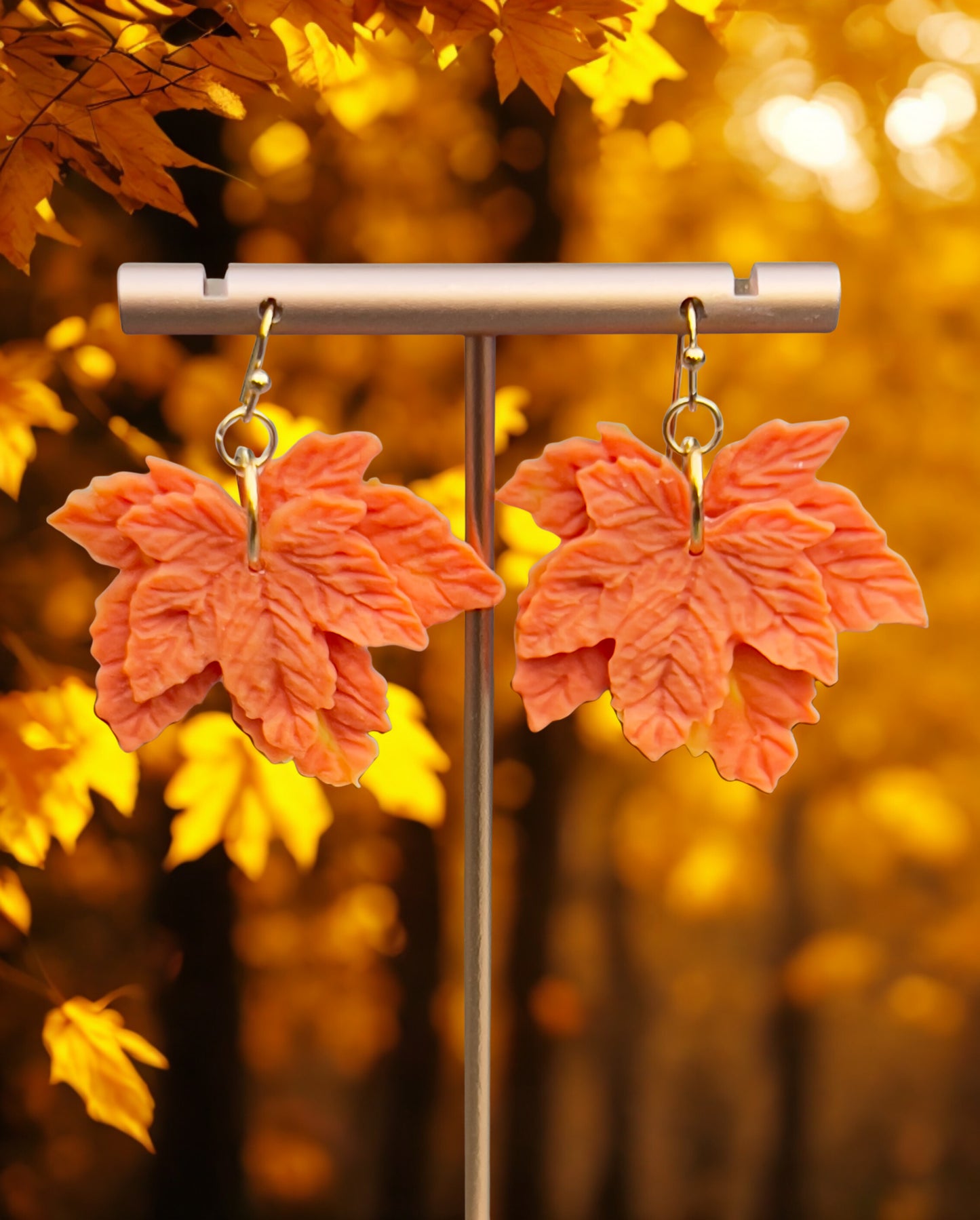 Double Maple Leaves Dangle Earrings