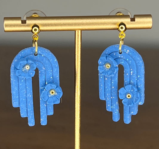 Bold Blue Polymer Clay Earrings, Hypoallergenic Posts