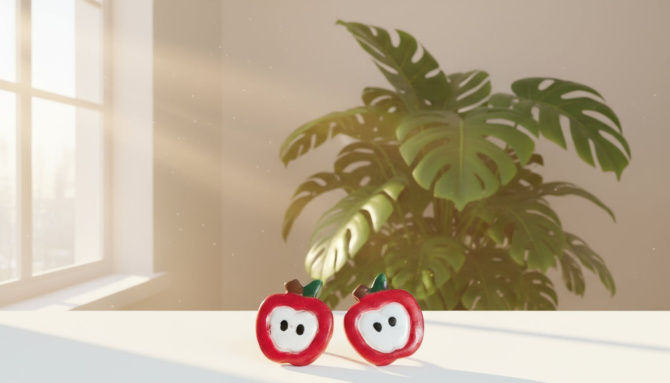 Red apple stud earrings