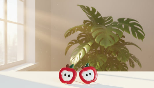 Red apple stud earrings