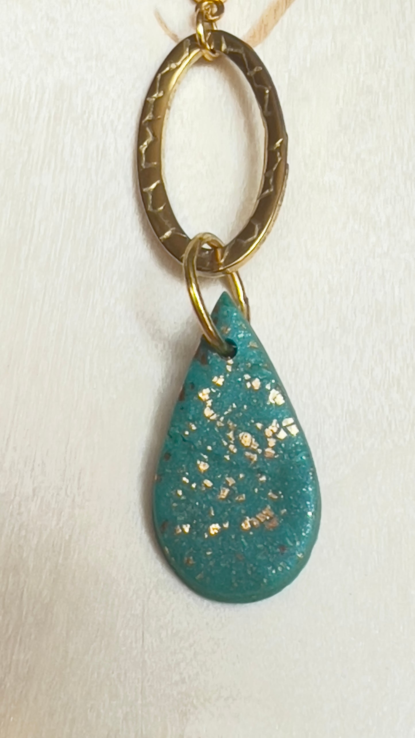 Teal Gold Teardrop Dangling Earrings