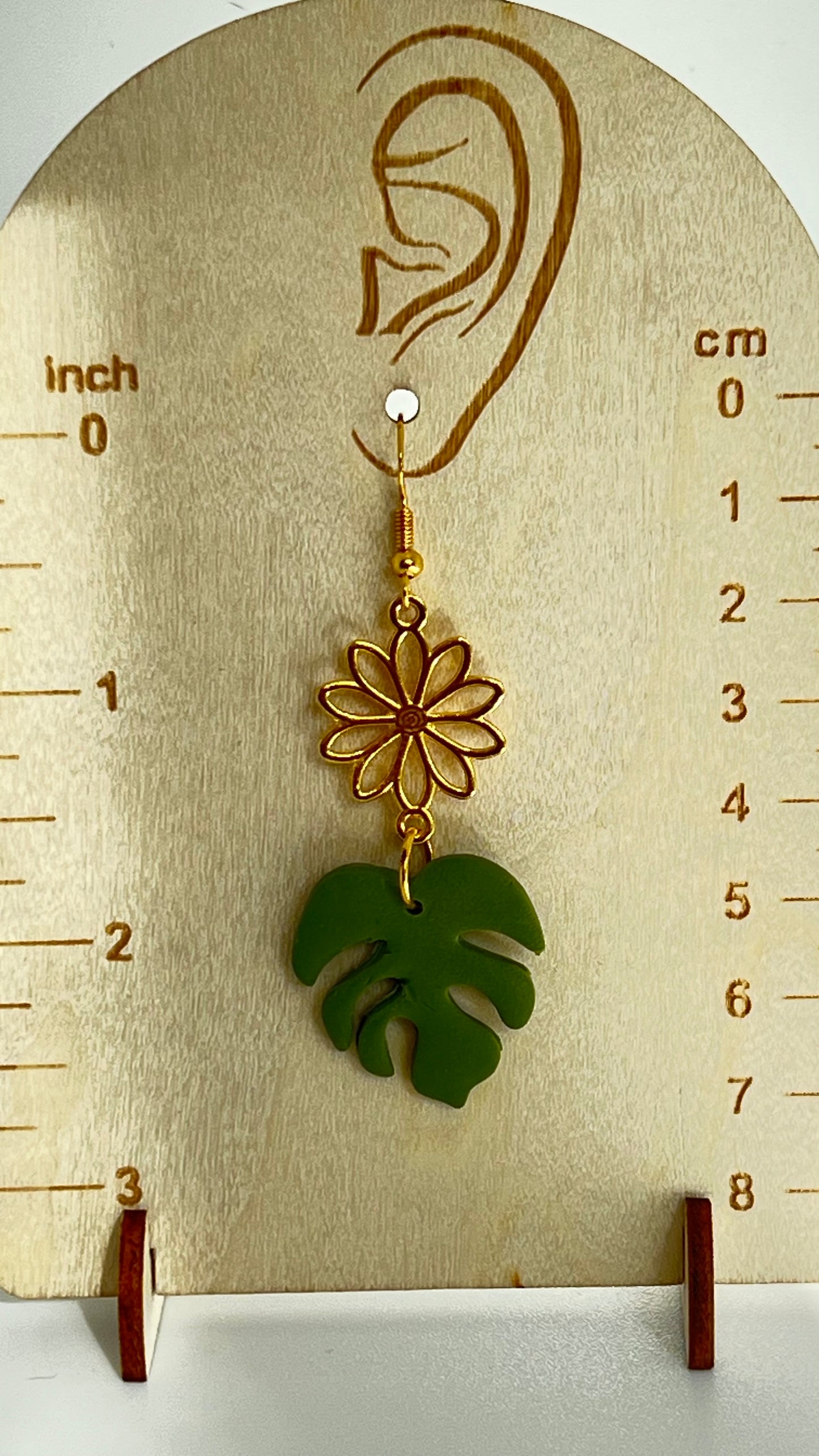 Green Lead, Gold Charm, Hypoallergenic Hooks