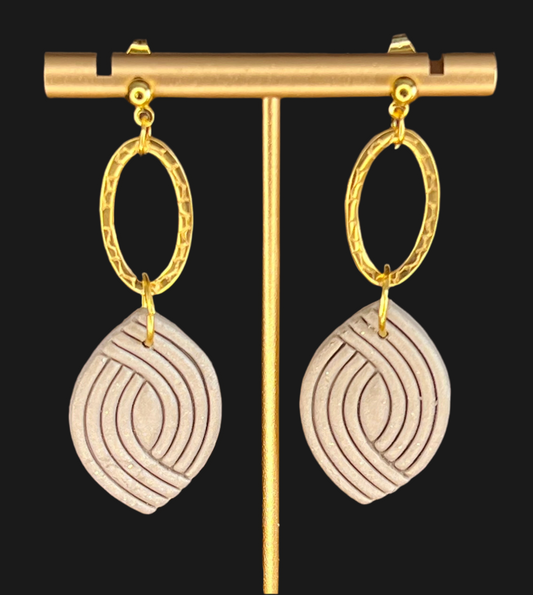 Taupe Gold Dangle Earrings 18k Gold Plated Charm Hypoallergenic Post