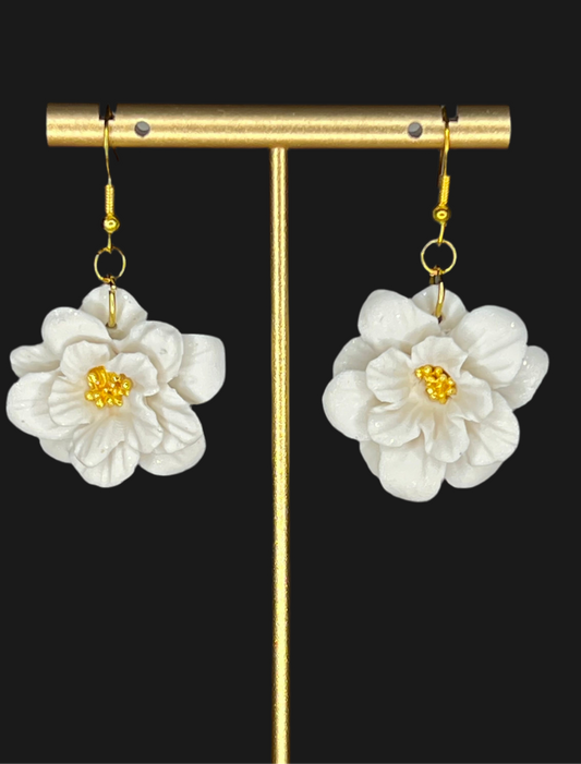 White Rose Polymer Clay, Hypoallergenic Hooks