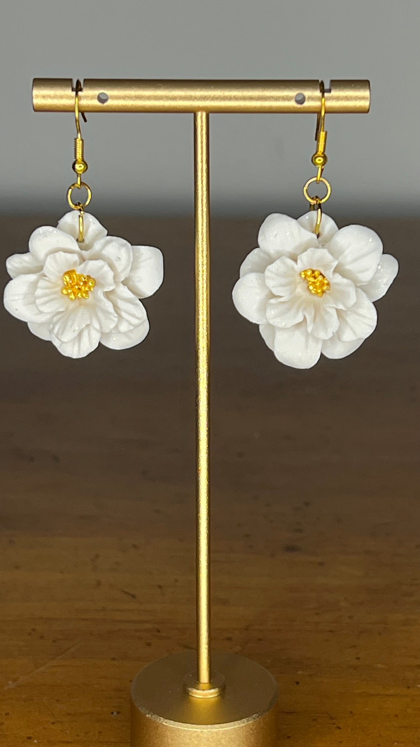 White Rose Polymer Clay, Hypoallergenic Hooks