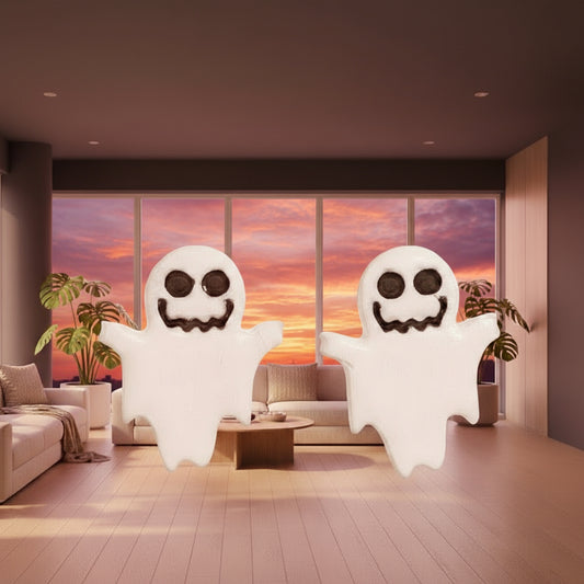 white ghost stud earrings