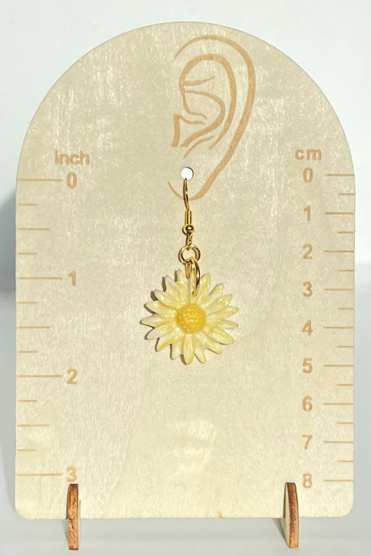 Handmade Polymer Clay Yellow Daisy Dangling Earrings