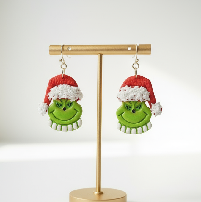The Grinch dangling earrings