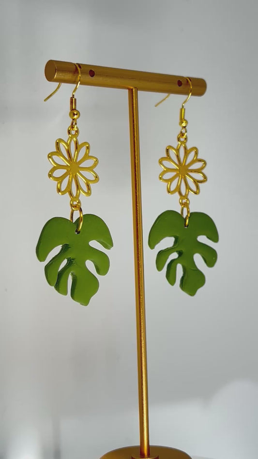 Green Lead, Gold Charm, Hypoallergenic Hooks